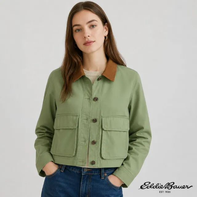 【Eddie Bauer】女性短版修身巴恩外套 綠色 21612828