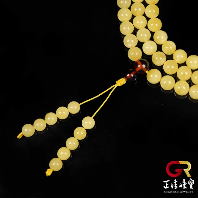 【正佳珠寶】蜜蠟琥珀 頂級白金滿蜜 8.8-9.3mm 蜜蠟轉運珠 蜜蠟108顆念珠｜日本彈力繩