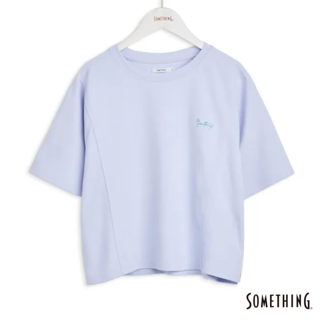 【SOMETHING】女裝 慵懶的貓短袖T恤(淺紫色)