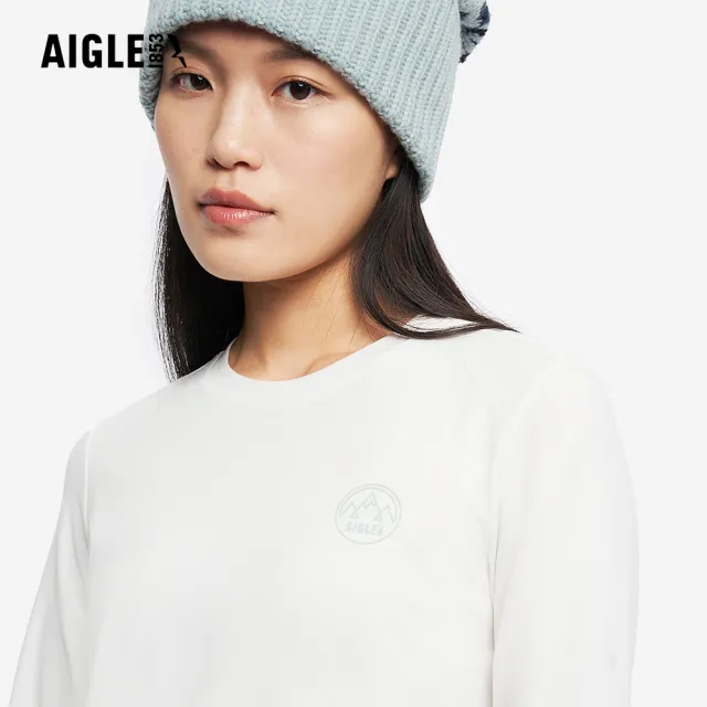 【AIGLE】女 抗UV長袖T恤｜AG-5A406A131 米白 (女裝 有機棉 滑雪衣 抗UV 防曬T恤 長袖上衣 長袖T恤)