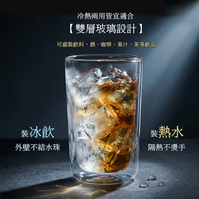 【TAI LI 太力】2入雙層冰裂杯禮盒組H15(咖啡杯 水杯 玻璃杯 耐冷熱 聖誕禮物 交換禮物)