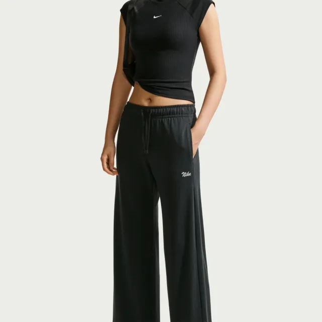 【NIKE 耐吉】長褲 女 AS W NSW MR PANT WIDE 運動 休閒 黑色 (IW1386010)
