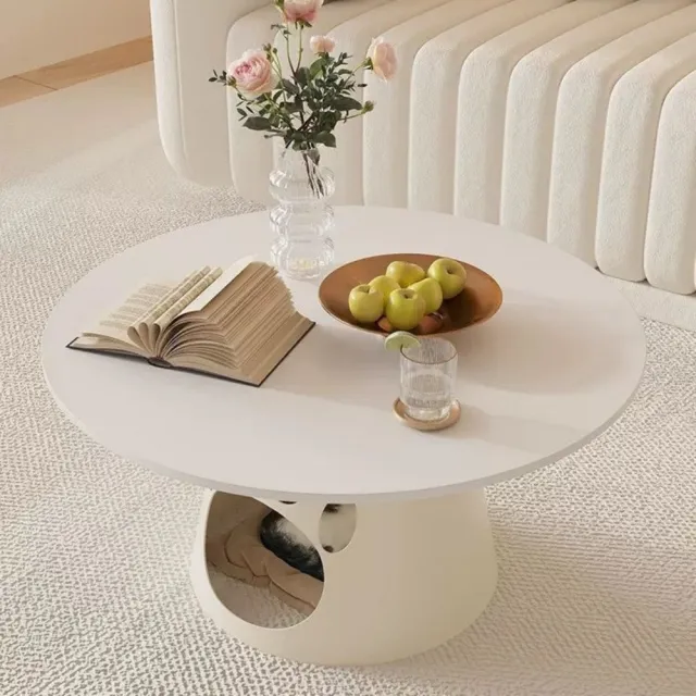 【匠俱】可愛貓爪造型寵物洞茶幾/貓窩邊幾(直徑60cm/加厚碳素鋼底/收納茶幾/客廳桌)