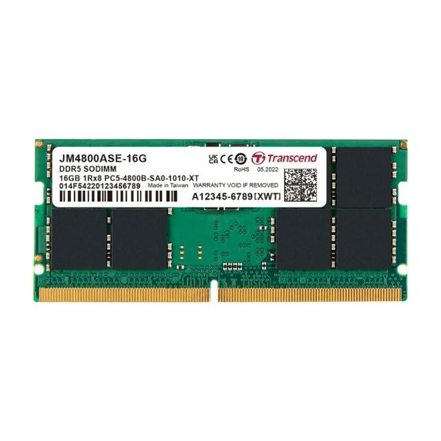 【Transcend 創見】JetRam 16GB DDR5 4800 SO-DIMM 筆記型記憶體 (JM4800ASE-16G)
