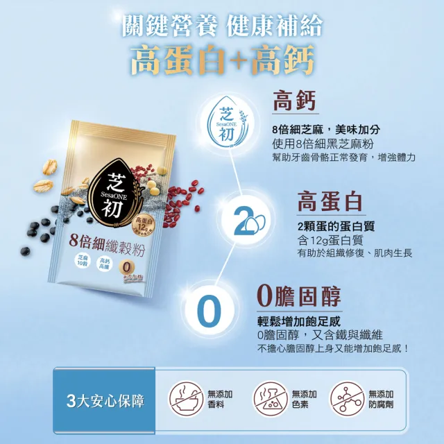 【芝初】8倍細高蛋白纖穀粉-芝麻10穀 兩種口味任選5盒組 (25克/包；10包/盒；共5盒)