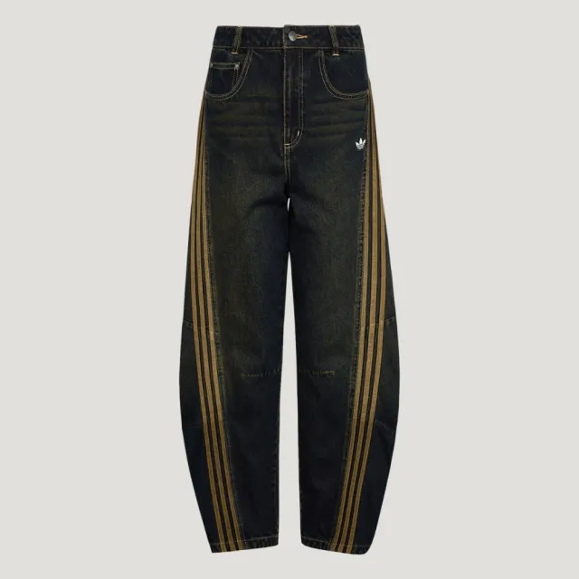 【adidas 愛迪達】長褲 女 休閒褲 三葉草 SOFT DENIM PANT 黑 LE9663