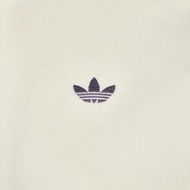 【adidas 愛迪達】外套 女 運動立領外套 三葉草 亞規 KNIT TRACK TOP 白紫 LF2334