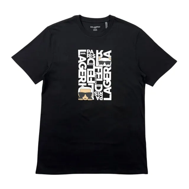 【KARL LAGERFELD 卡爾】巴黎玩潮T Karl Lagerfeld卡爾與貓短T 純棉 上衣 富養貓VS老佛爺 捉迷藏(LM6G3032)