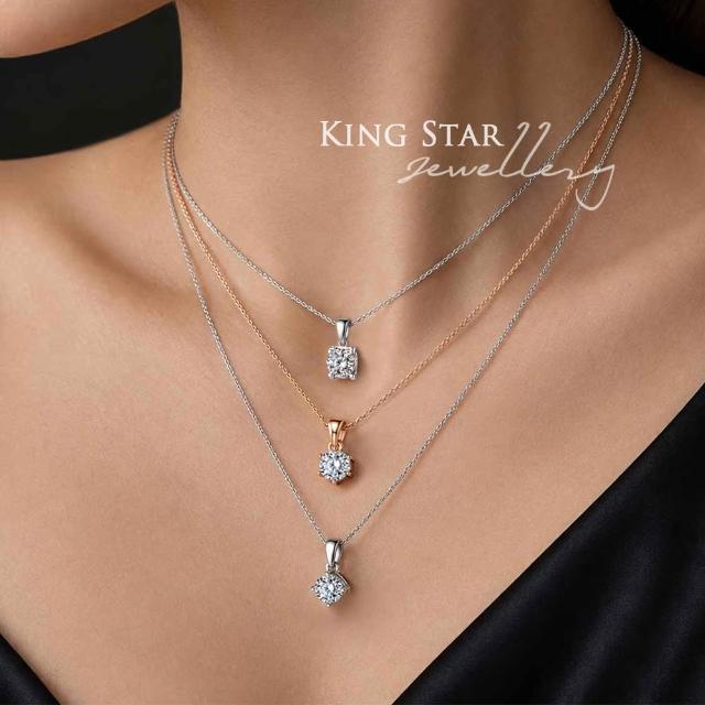 【King Star】秋日優惠!! GIA 50分 D色 3EX 18K/鉑金台 天然鑽石項鍊 經典款(八心八箭 完美車工)