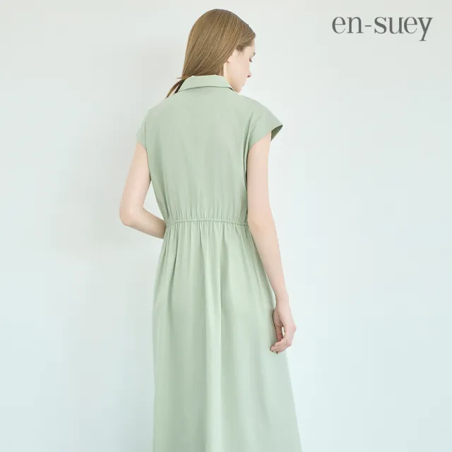 【en-suey 銀穗】網路限定 襯衫式前開襟綁帶洋裝-女