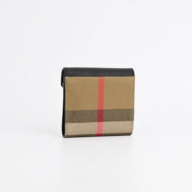 【BURBERRY 巴寶莉】LILA 4卡拼接三折短夾(米黑)