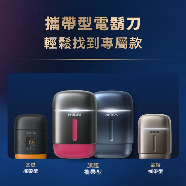 【Philips 飛利浦】RQ910| S716攜帶型旋式電鬍刀(周杰倫同款/BLDC馬達/4D浮動刀頭/官方直營)