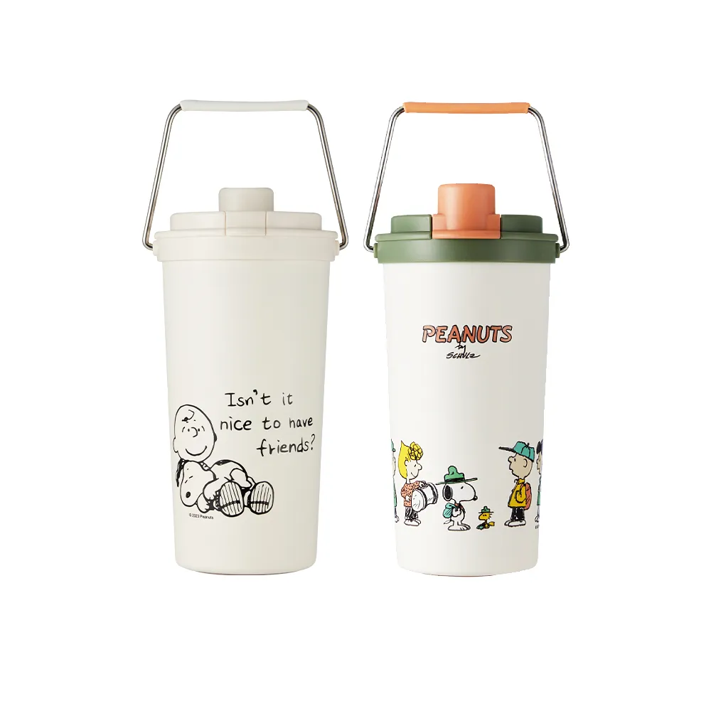 【CorelleBrands 康寧餐具】SNOOPY鋅動輕瓷大容量不鏽鋼手提保溫杯800ml