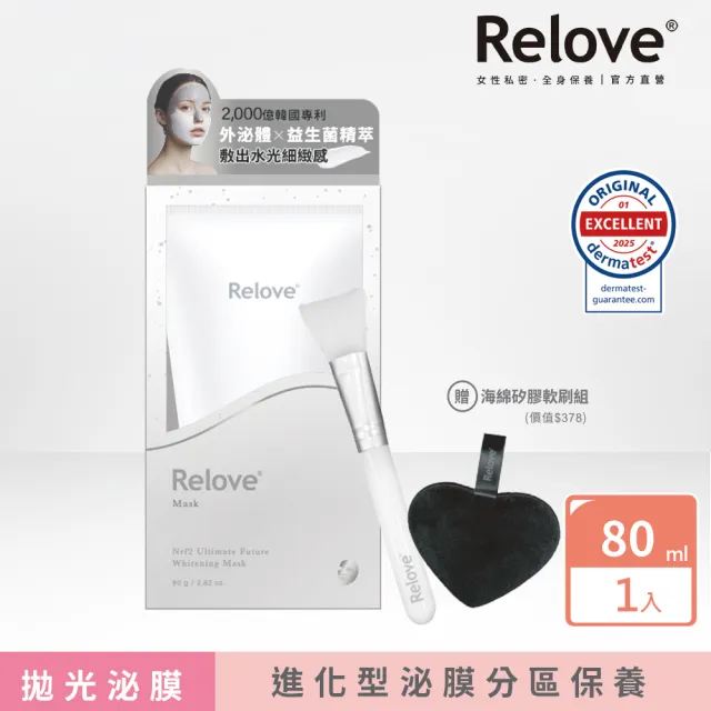 【Relove】盒損品-拋光酵母美白泌膜/控油泌膜80g附矽膠海綿刷組 任選1入(韓國美肌菌外泌體)
