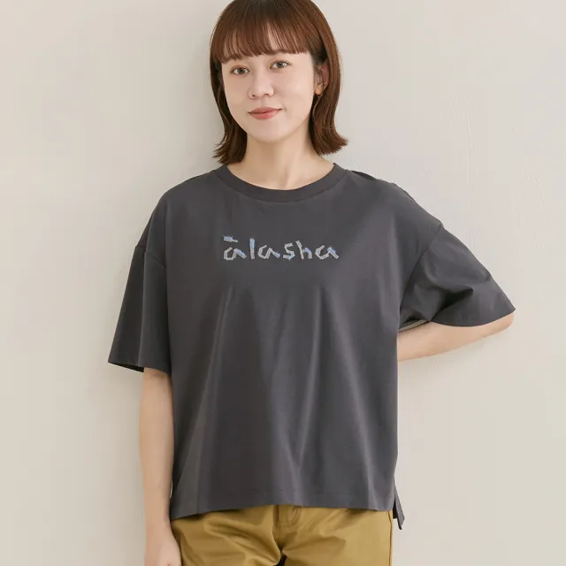 【a la sha】繡花Logo前短後長舒適T