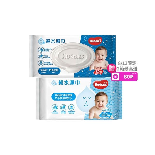 【HUGGIES 好奇】純水嬰兒濕巾厚型 80抽x20包 /一般型100抽x18包 箱購