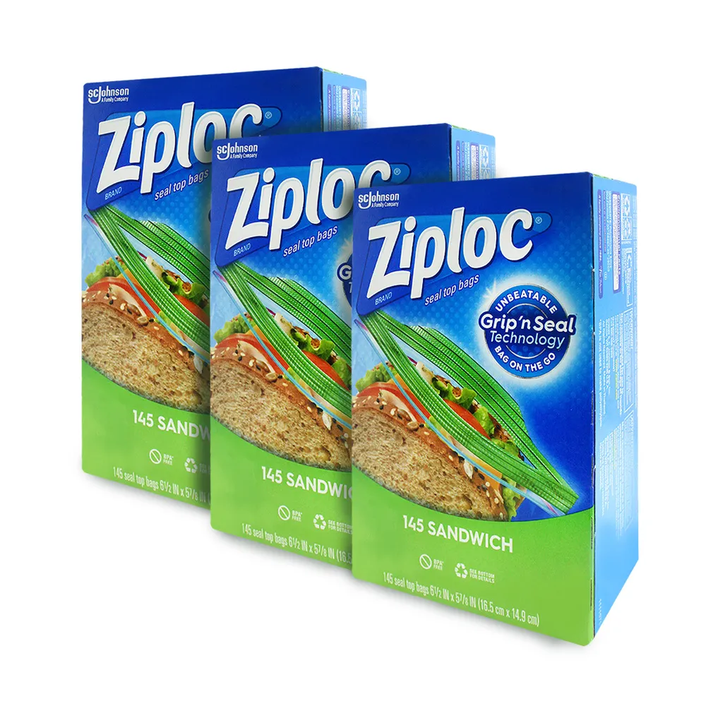 【Ziploc 密保諾】可封式三明治保鮮袋(145入/盒*3組)