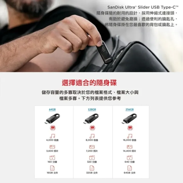 【SanDisk 晟碟】[極速升級 全新版] 64GB Ultra Slider Type-C™ 隨身碟(高速讀取300MB/s 原廠5年保固)
