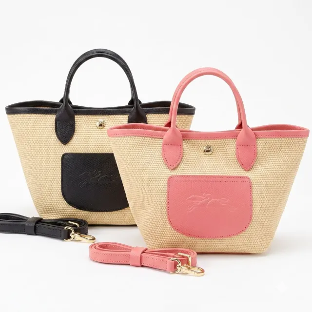 【LONGCHAMP】Le Panier Pliage XS 麥穗紋帆布 牛皮斜背/提籃包-2色可選 (手提籃 巴黎精品包)