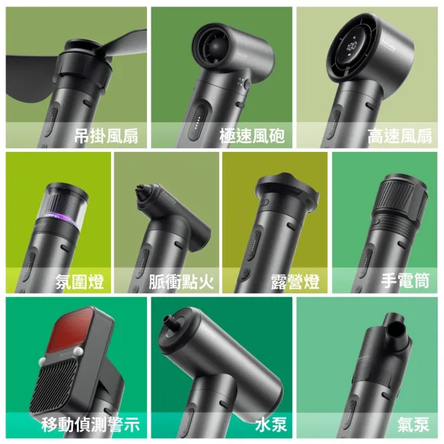 【Aecooly】多功能露營工具 一機多用 吹吸/風扇/通風 基本套裝 三種模組 Campkit 全能匣(附收納包)充氣幫浦