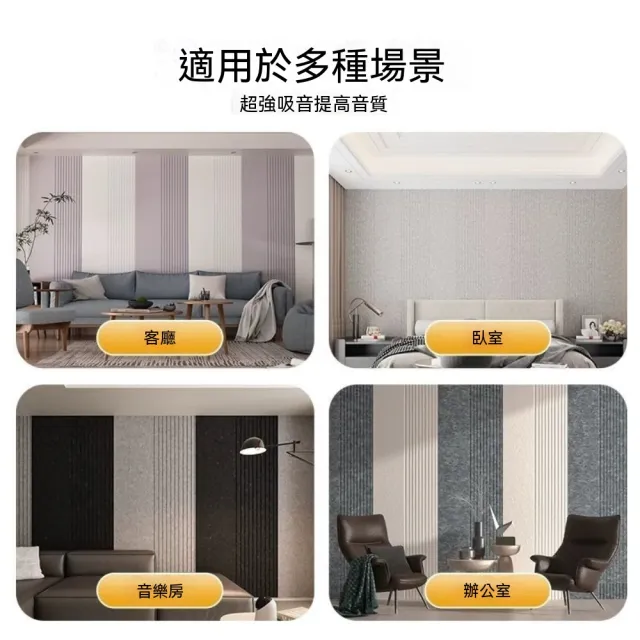 YouPin 自粘隔音門貼 3D豎紋隔音板 60*120cm四片裝 聚酯纖維吸音板隔音棉 降噪神器