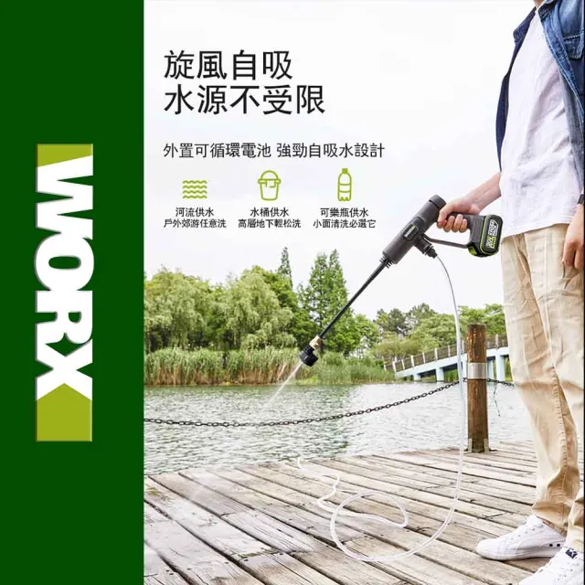 【WORX 威克士】20V 無線高壓清洗機 WU623.9(高壓清洗機 便攜式清潔機 鋰電高壓洗車機 無線高壓洗車機)