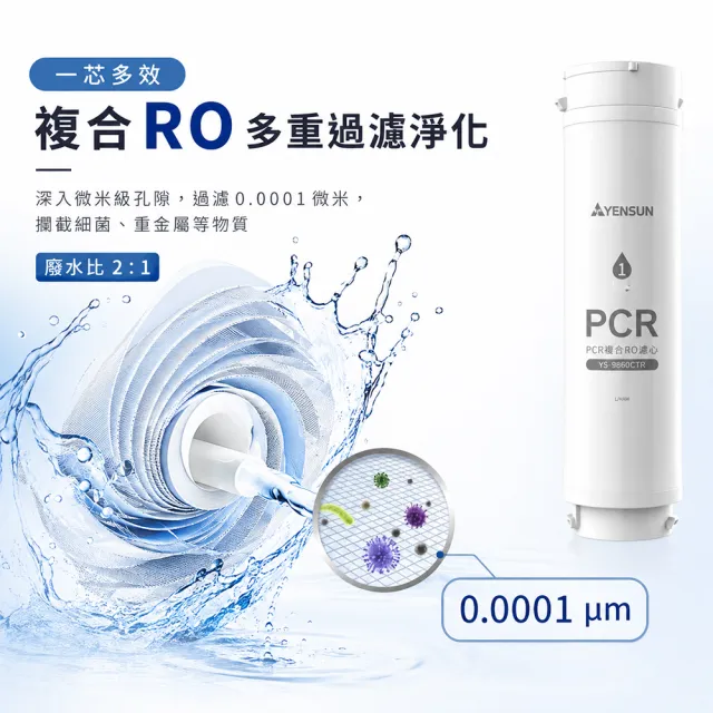 【元山】PCR複合RO濾心 YS-9860CTR (YS-8160RWHI 專用濾心)
