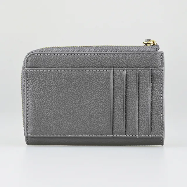 【FURLA 芙拉】FURLA精品燙金小牛皮零錢袋拉鍊卡夾(都會灰)