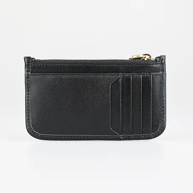 【BALLY】BALLY精品立體金屬小牛皮零錢袋拉鍊卡夾(黑)