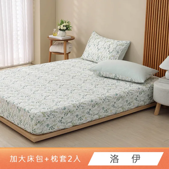 【HongYew 鴻宇】台灣製100%精梳棉 床包枕套組 加大(多款)