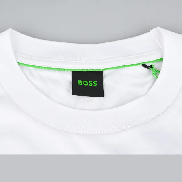 【BOSS】BOSS 印花白字LOGO膠囊系列純棉網球設計圓領短袖T恤(男款/白)