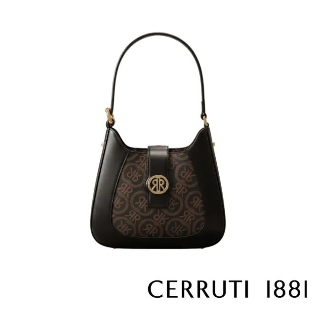 【Cerruti 1881】義大利原裝進口 頂級小牛皮手提包肩背包 CEBA05638M(黑色)