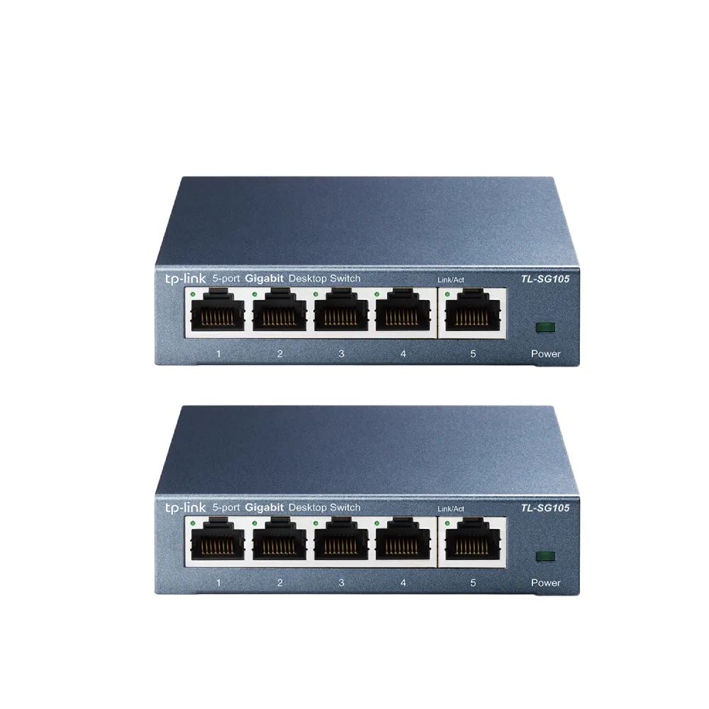 【TP-Link】二入組★5埠 Gigabit 桌上型 10/100/1000Mbps 專業級乙太網路交換器 隨插即用 鋼殼(TL-SG105)