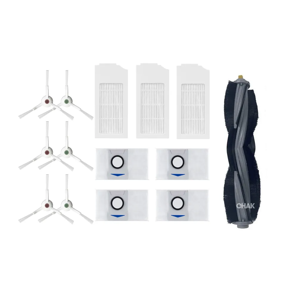 【CHAK】ECOVACS 科沃斯 T10、T10 OMNI、T10 TURBO 副廠配件耗材(主刷×1 邊刷×3組 濾網×3 集塵袋x4)