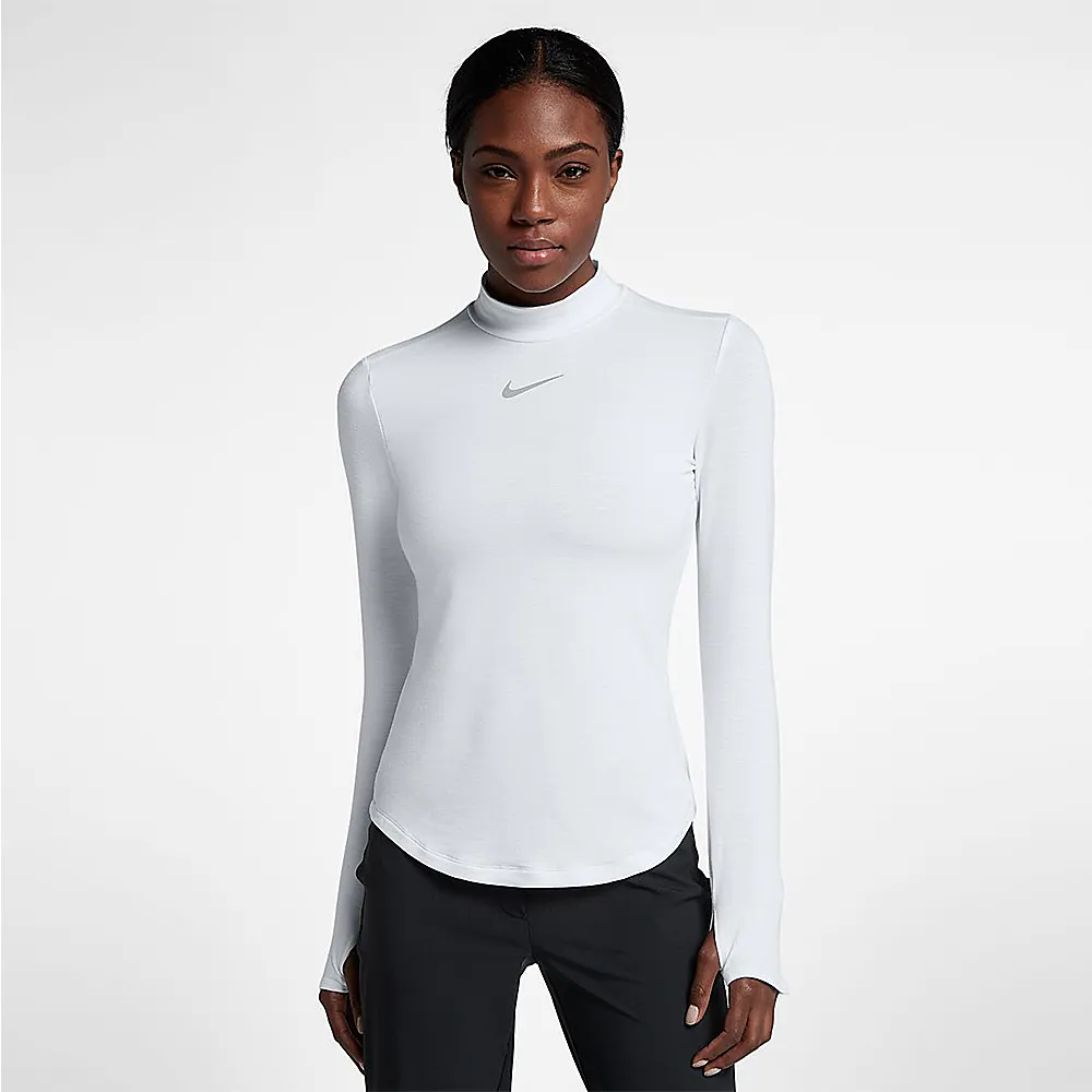 【NIKE 耐吉】Nike Golf 女 高領運動薄長袖上衣(白855229-100)