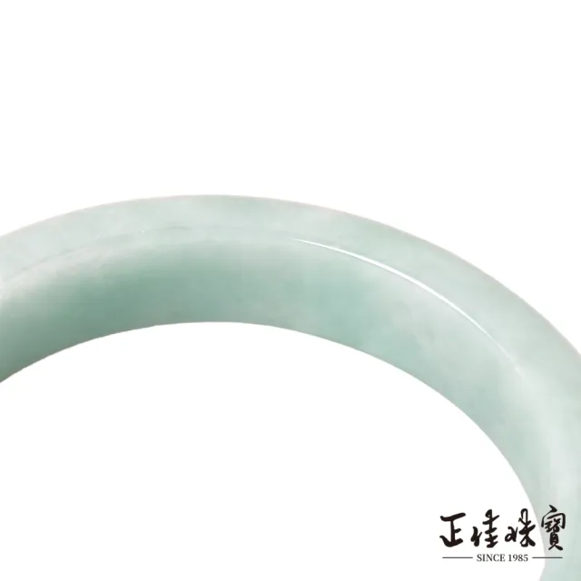 【正佳珠寶】翡翠 高品微綠糯種 18.5圍 58.6mm 天然緬甸A貨翡翠手鐲