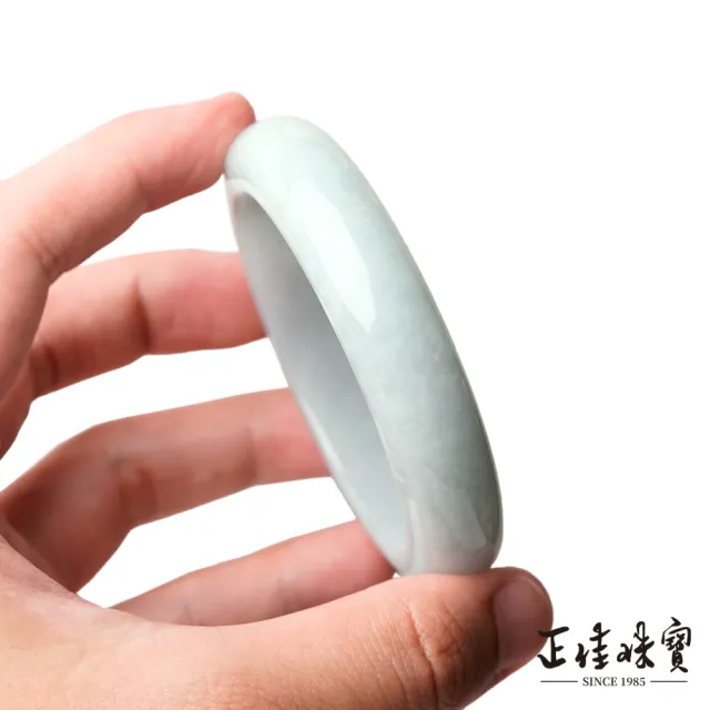 【正佳珠寶】翡翠 高品微綠冰糯種 19圍 59.3mm 天然緬甸A貨翡翠手鐲