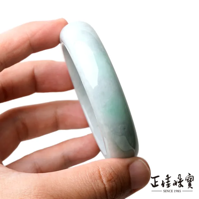 【正佳珠寶】翡翠 高品飄淺綠 18.5圍 58.2mm 天然緬甸A貨翡翠手鐲
