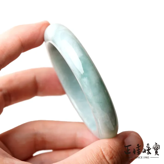 【正佳珠寶】翡翠 高品飄蘭花 17.5圍 54.5mm 天然緬甸A貨翡翠手鐲