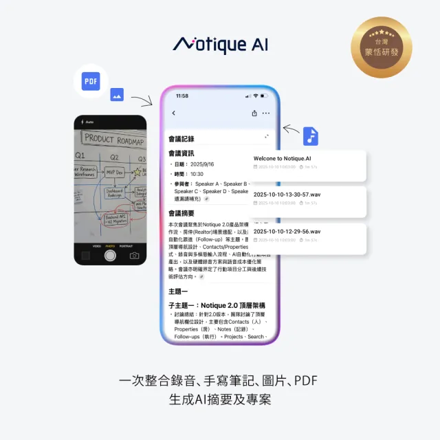 【蒙恬科技】蒙恬AI錄音王 (錄音筆/錄音轉文字/AI摘要/會議記錄/逐字稿/AI筆記)
