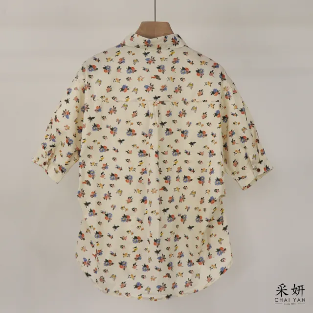 【CHAI YAN 采妍】滿版小花棉麻短袖襯衫(春夏女裝/中大尺碼/休閒/專櫃)
