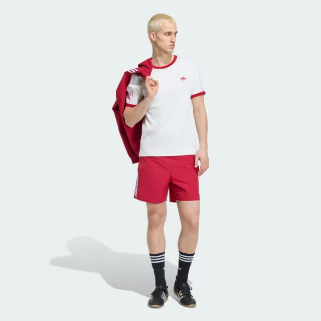 【adidas 愛迪達】短袖上衣 男 三葉草 亞規 3S TEE STR 紅白 KS7449(S3445)