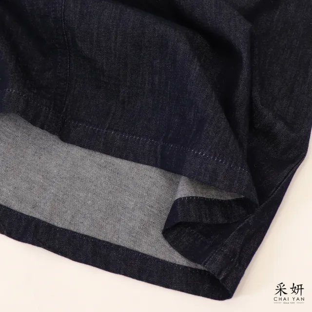 【CHAI YAN 采妍】學院風拼接牛仔假兩件洋裝(春夏女裝/中大尺碼/休閒/專櫃/優雅)