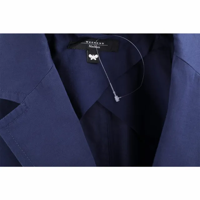 【MaxMara】WEEKEND WELLS 西裝外套 海軍藍翻領雙釦棉麻混紡 外套(義大利精品時裝品牌)