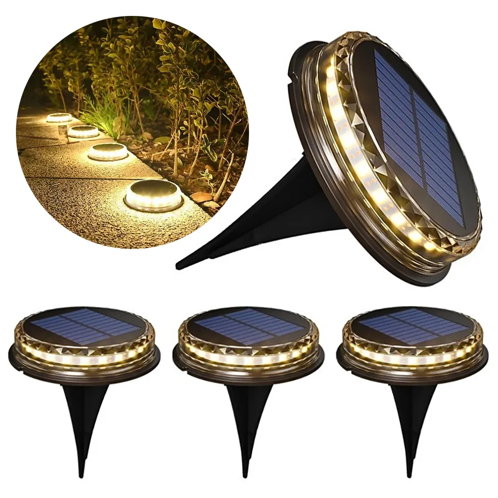 【媽媽咪呀】太陽能LED戶外燈-圓型4入組(裝飾燈 庭園燈 造景燈 草坪燈 插地燈 地埋燈 景觀燈)