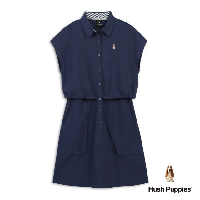 【Hush Puppies】女裝 洋裝 假兩件刺繡小狗洋裝 (丈青 / 64215501)