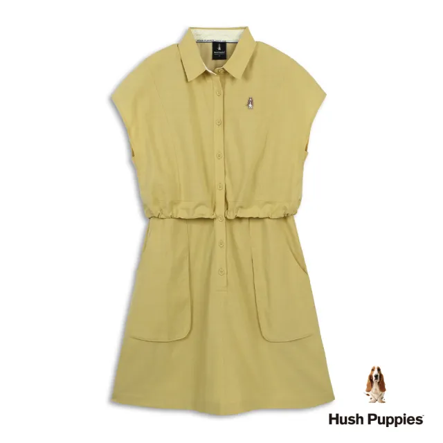 【Hush Puppies】女裝 洋裝 假兩件刺繡小狗洋裝 (駱黃 / 64215501)