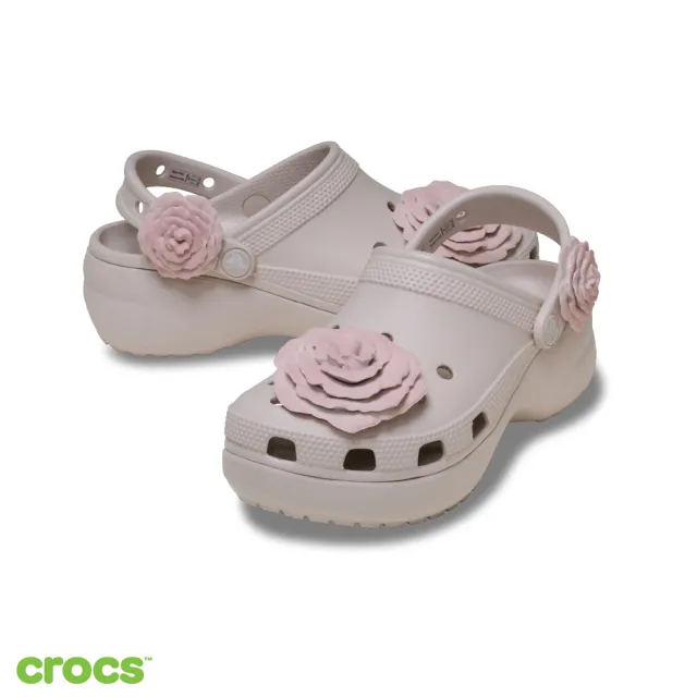 【Crocs】女鞋 經典 雲朵疊影玫瑰克駱格 洞洞鞋 可可米色(214026-2PL)