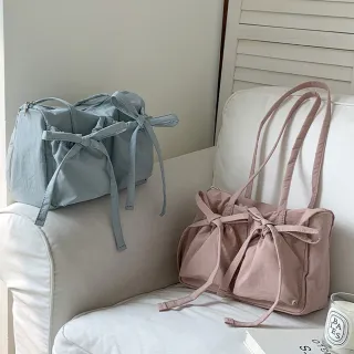 【MoonDy】雙11 尼龍托特包 蝴蝶結包包 可愛包包 超能裝包包 肩背包 輕量單肩包 尼龍通勤包 大 