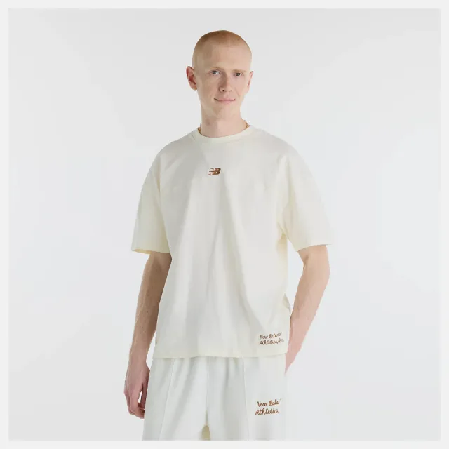 【NEW BALANCE】NB 短袖上衣 男 美規 米白 MT62L4FVAGA(其他規格)